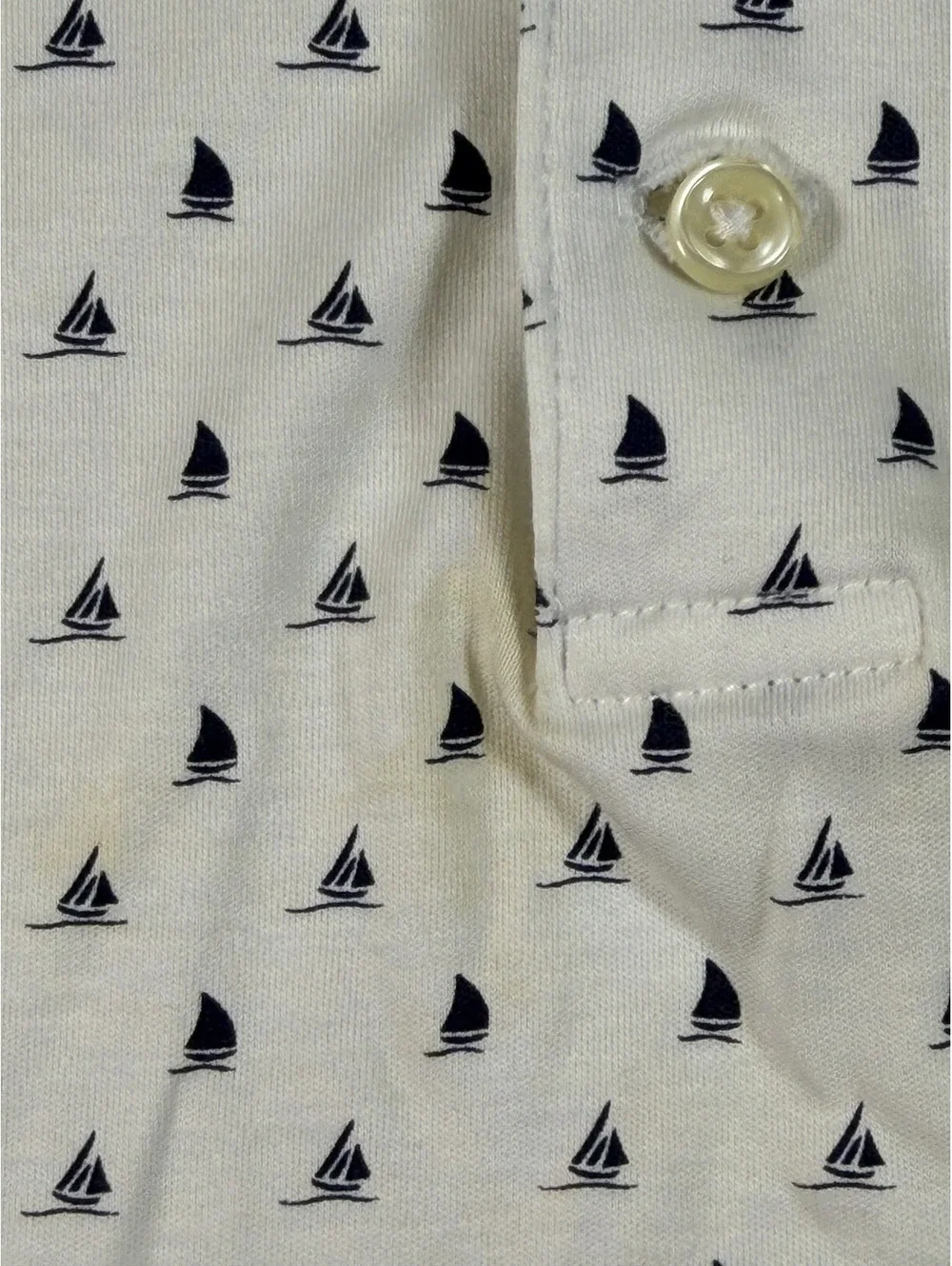 Polo Ralph Lauren Classic Fit XS White Polo Shirt with Navy Sailboat Print